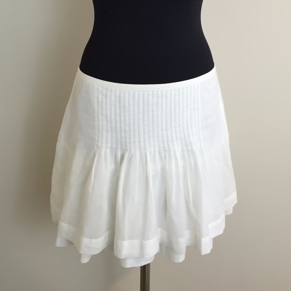 Vintage Joie Layered Pintuck Cotton Mini Skirt